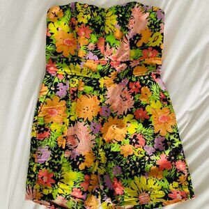 Shoshanna Strapless Floral Romper, Size 2